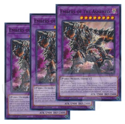 Yugioh - Embers of the Ashened x 3 - 1st Edition Super Rare LP - Free Holo Card