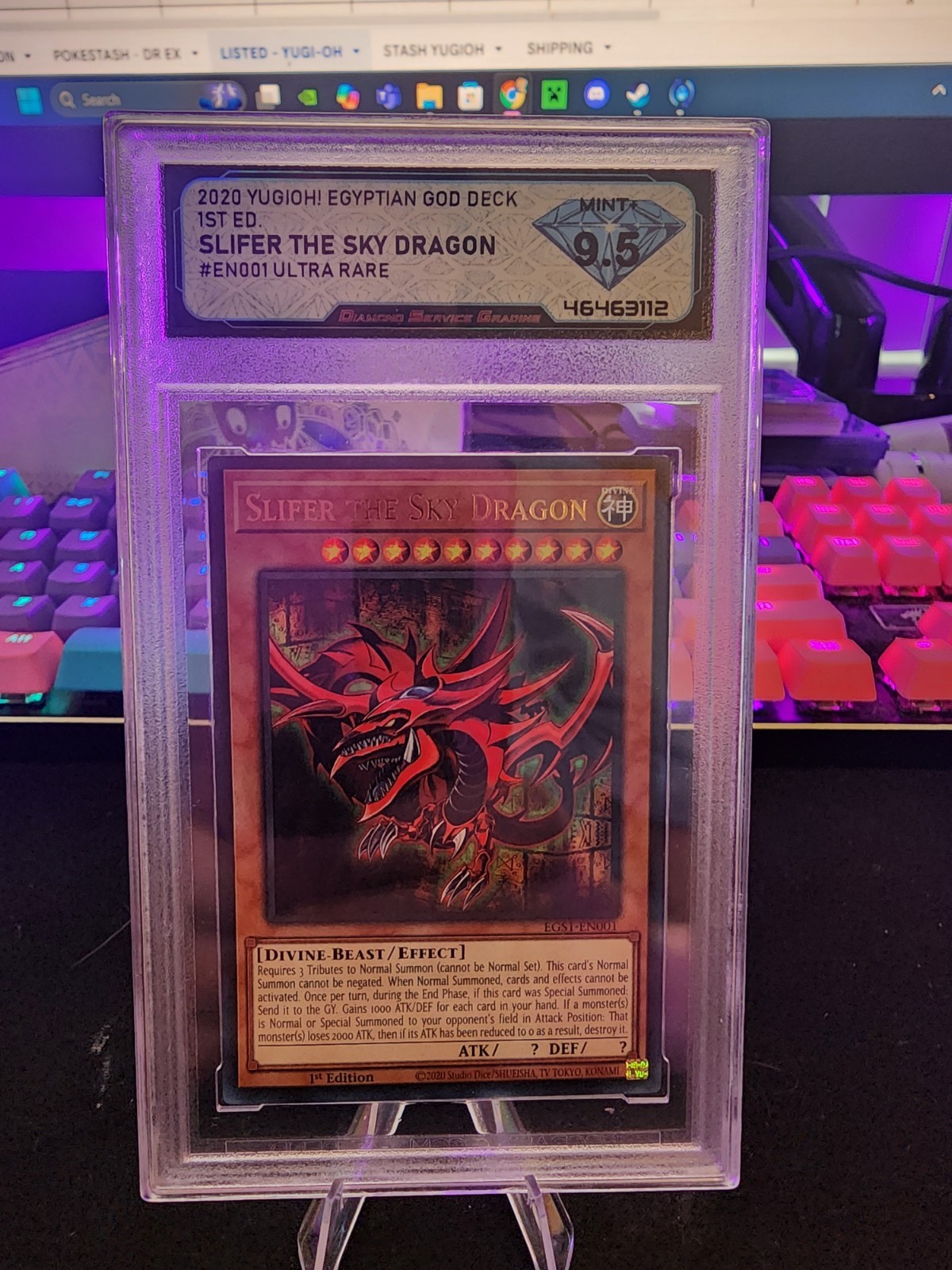 Slifer the Sky Dragon EGS1-EN001 1st ED Gem Mint 10 Graded Egyptian God Card
