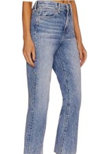 VERONICA BEARD Carly Kick Flare Jeans Acid Wash Blue-Fray Cuff-Sz 26/27-USA Made