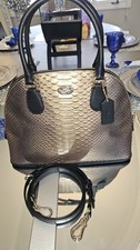 NWT COACH CORA DOMED SNAKEPRINT SATCHEL CROSSBODY BAG GOLD