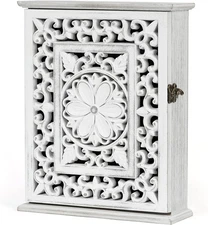 Wooden Key Holder Wall Mount Rustic Key Rack with 6 Hooks Cabinet