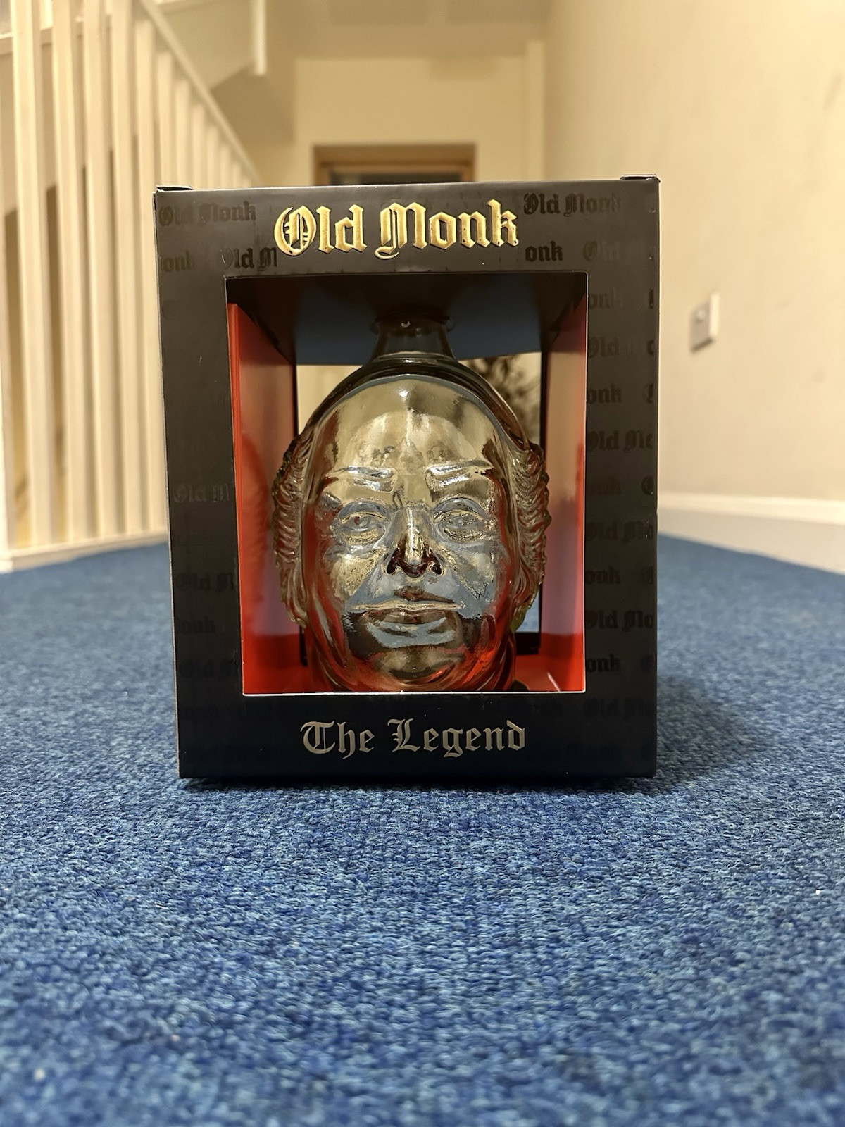 OLD MONK THE LEGEND Premium Rum 1000ml Empty Glass Bottle +