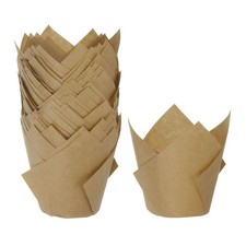 50Pcs Tulip Cupcake Liners Paper Baking Cups Natural