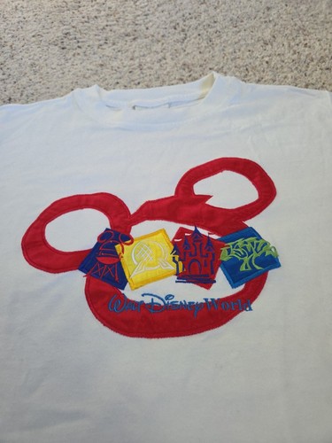 Vtg 90's Walt Disney World Embroidered 4 Theme Parks Mickey Ears T-Shirt Medium  by Disney, Size M, $22.5 - Photo 2