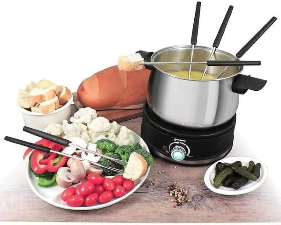 Juego de Fondue Eléctrica Arolla 10 Piezas Acero Inoxidable - Olla de Fondue Perfecta Ele... Foto 3 de 4