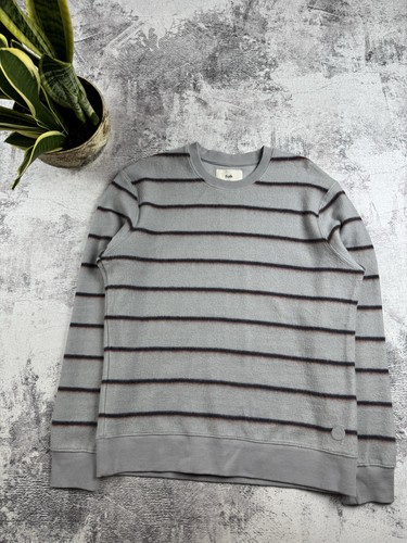 Folk Striped Cotton Gray Size 3 Fleece Jumper Men’s Sweatshirt Pullover Hoodie - Picture 4 of 10