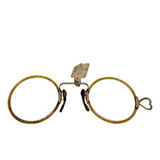 Antique NOS 1916 Pince Nez Glasses 10k Gold Filled Windsor Rims Veltex Tag Rare