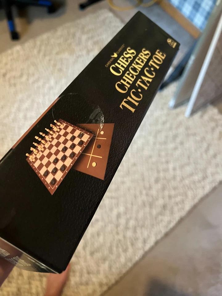 Chess, Checkers, Tic-Tac-Toe w/ double sided gameboard/ "Cardinal Classics" - Image 3 of 4