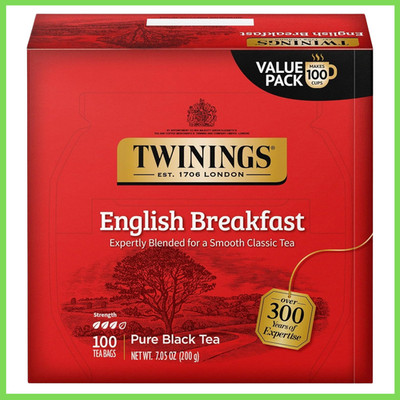 Twinings English Breakfast Black Tea Individually Wrapped Bags, 100 Count (Pack