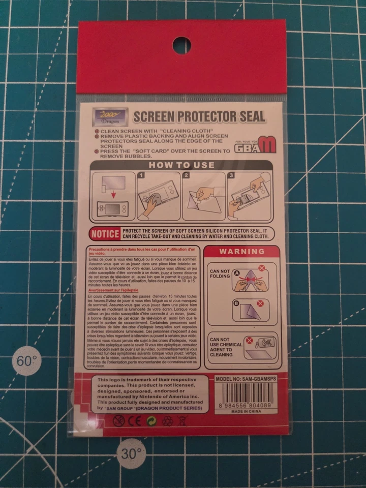 Nintendo Gameboy Game Boy Micro Dragon Screen Protector GBAM Seal 3 Piece NEW - Image 2 of 2