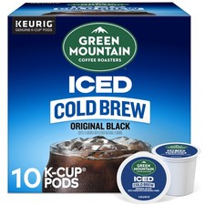 Green Mountain 10Ct K-Cup Pods, Original Black Iced Cold Brew Coffee Roasters