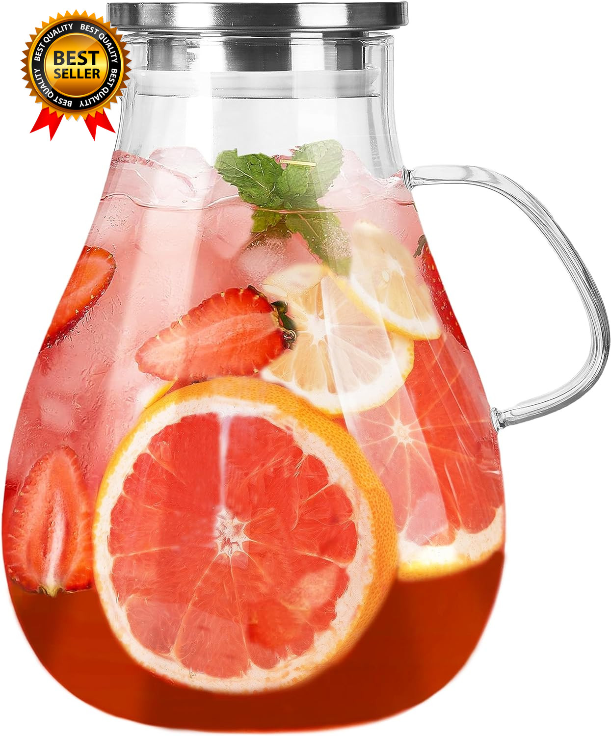 Glass Pitcher with Lid1 Gallon Glass Water Pitcher Hot/Cold 