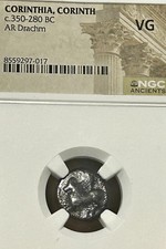 Corinthia AR SILVER 350-280 BC, Pegasus Aphrodite, Drachm, NGC-VG