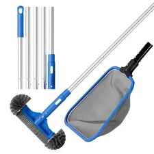 Deluxe Swimming Pool Cleaning Kit Including Half-Deep Fine Mesh Pool Leaf Ski...