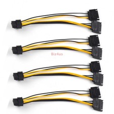 4x Dual 15 Pin SATA Male To PCIe 8 Pin 6 2 Male Video Card Power Supply Cable