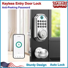 Keyless Entry Door Lock w/ Handle, App Control Front Door Lock Set Keyless Entry