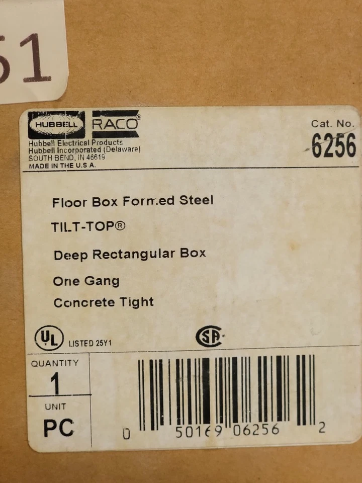 SURPLUS NUEVO Hubbell 6256 Caja de piso de concreto de una sola banda - Cajas de distribución Foto 2 de 4