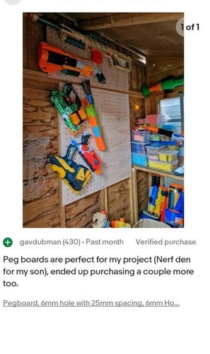 Lochwand, 6 mm Bohrung mit 25 mm Abstand, 6 mm Lochmitten, 800 mm x 400 mm x 6 mm - Bild 8 von 8
