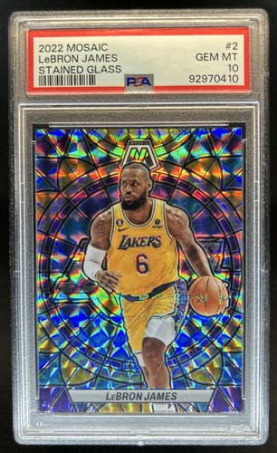 2022-23 Panini Mosaic LeBron James Stained Glass SP #2 Lakers PSA 10 GEM MINT