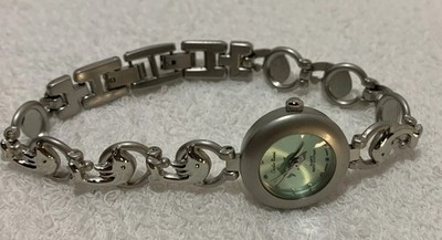 Vintage Ladies Carlo Rossi Silver Watch. Clamp Style Band. Dolphin Design.
