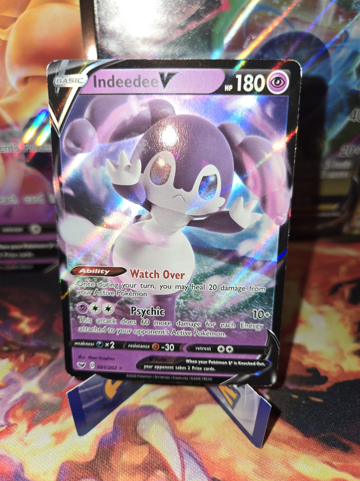 Pokemon Sword & Shield Base Set Indeedee V 091/202 LP TCG 