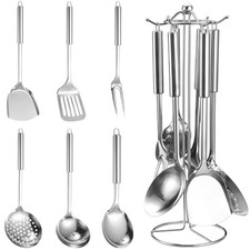 Ustensiles de Cuisine Inox 7 Pièces, Set Accessoire Cuisine avec Support (Lou...