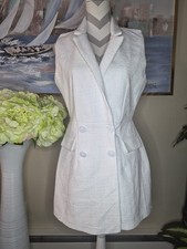 Steve Madden White Sleeveless Double-Breasted Blazer Skort Dress