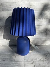 Set Of 2 Table/bedside Lamps Blue Ceramic Base With Fabric Shade New