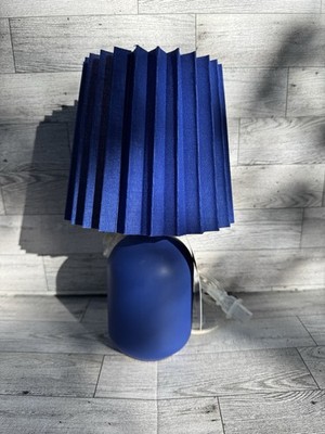 Set Of 2 Table/bedside Lamps Blue Ceramic Base With Fabric Shade New