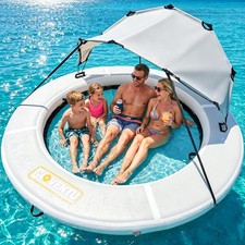 8FT Pool Float Island with UPF50 Sun Canopy Inflatable Water Hammock