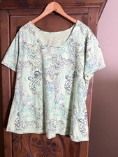 Fresh Produce Women’s 2X Green W/waverly Swirl Print Cotton S/S Top USA MADE