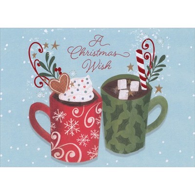 A Christmas Wish Red and Green Mugs of Hot Chocolate 15 Christmas Cards