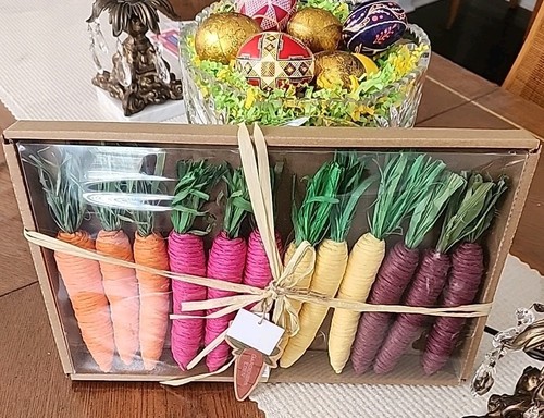 12 Colorful Garden Variety Faux Carrots Spring Kitchen Decor Basket Fillers 7"