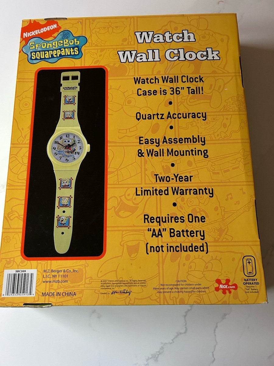 Spongebob Squarepants Wall Clock Watch 36” Tall, Limited Vintage