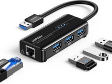 UGREEN USB 3.0 Hub Ethernet Adapter 10 100 1000 Gigabit Network Black