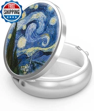 Pill Box 3 Compartment Small Pill Case Portable for Pocket or Purse Pill...