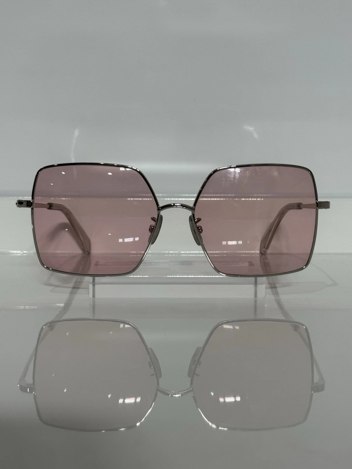Celine — Celine CL50060 Silver Square Metal w. custom Pink Tinted Sunglasses