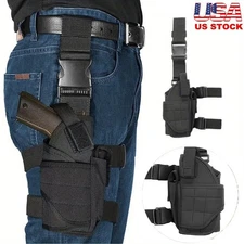 Tactical Adjustable Pistol Gun Drop Leg Thigh Holster with Mag Pouch Right Hand