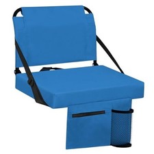 Stadium Seat for Bleachers with Back Support and Wide Padded Cushion Blue