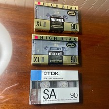 Maxell XL-II High Bias  TDK SA Type 2 90 min Audio Cassettes NEW Sealed 3 Pack