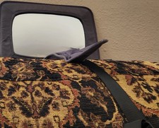 Safe Fit baby Back seat safety mirror Gray Fabric edging with black Strap