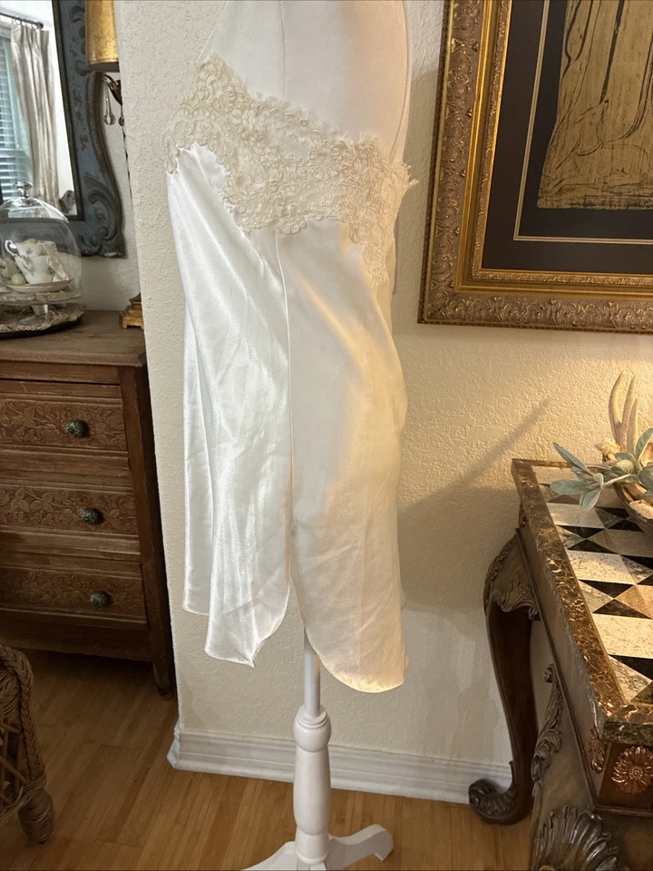 Camisón Jonquil Chemise Mujer M Crema Boho Encaje Dormir Sin Mangas Poliéster Satinado Foto 3 de 4