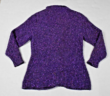 Vintage Knit Sweater Alicia Violet Purple Size M 80s Colorful Donegal Weave Nubs