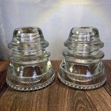 Set of 2 Hemingray 42 Clear Electric Glass Insulator Made In USA