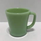 Vintage Fire King Oven Ware Jadeite Green D Handle Glass Mug USA