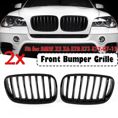 Front Bumper Grill Gloss Black Grille For 2007-2013 BMW X5 E70 2008-2014 X6 E71