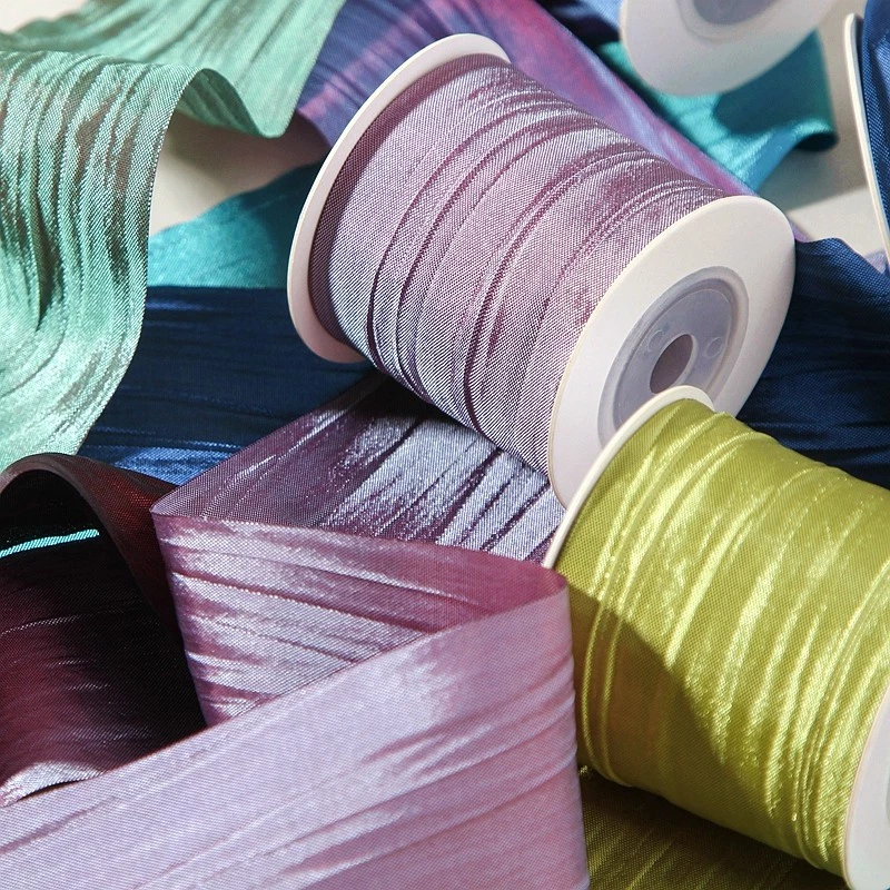 Cinta plisada de 1 yarda 5 cm hágalo usted mismo moño accesorio para el cabello regalo embalaje cinta correas Foto 3 de 4