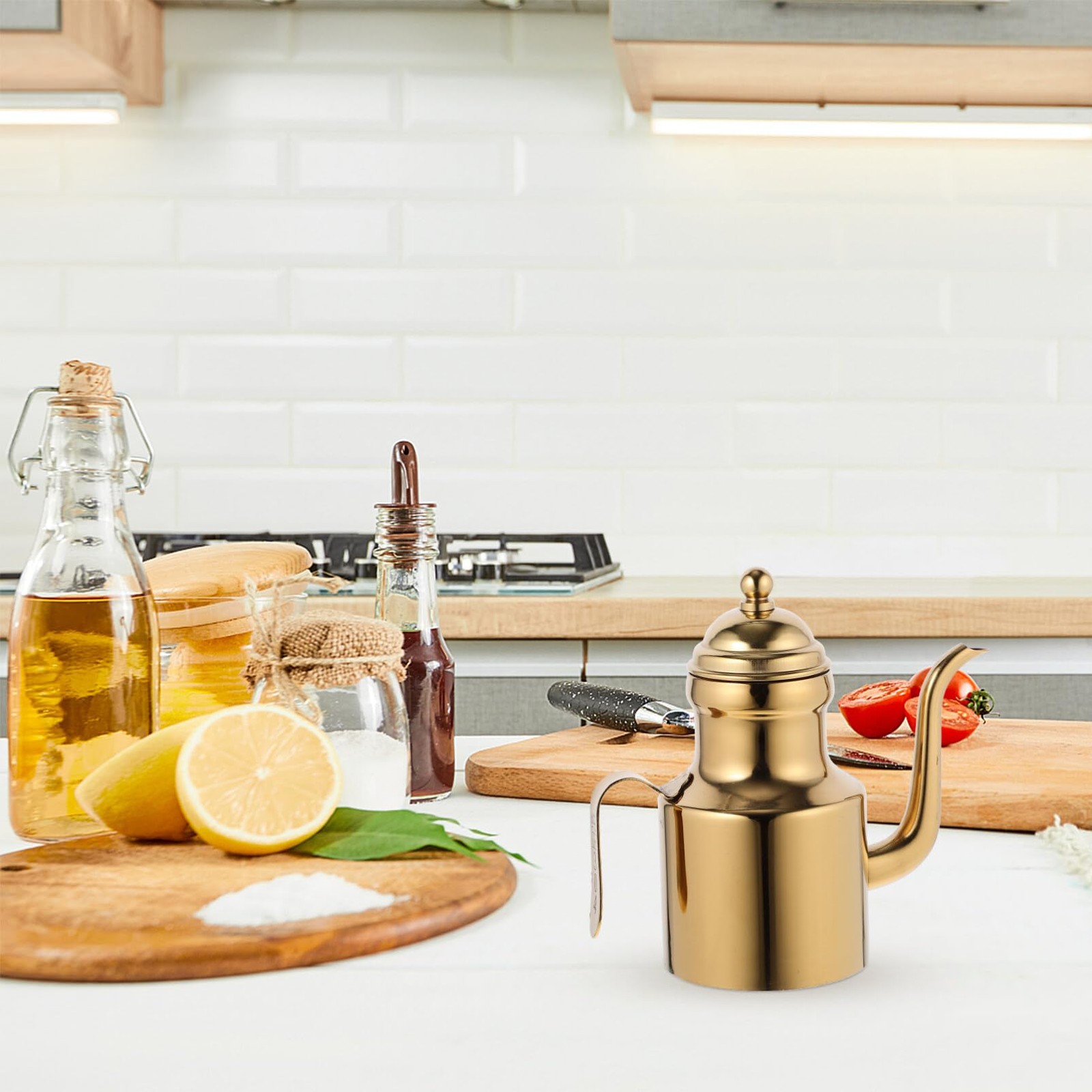 Golden Olive Oil Dispenser Bottle Stainless Steel Cooking Oil Dispenser for O...