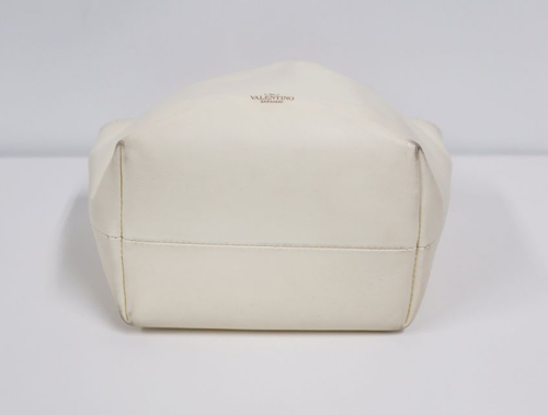 VALENTINO GARAVANI 4W2B0N18TLJ Leather Hand Bag White Gold w/ Dust Bag - 第 3/8 張圖片