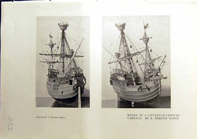 Antiker alter Druck Schiffsmodell Carrack Nance George Dragon Stanley North 1914